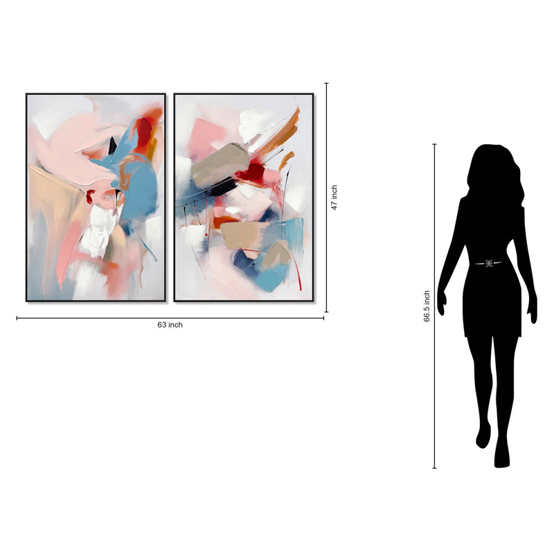 Art mural abstrait Vivid Harmony - 47 po x 63 po, cadre noir