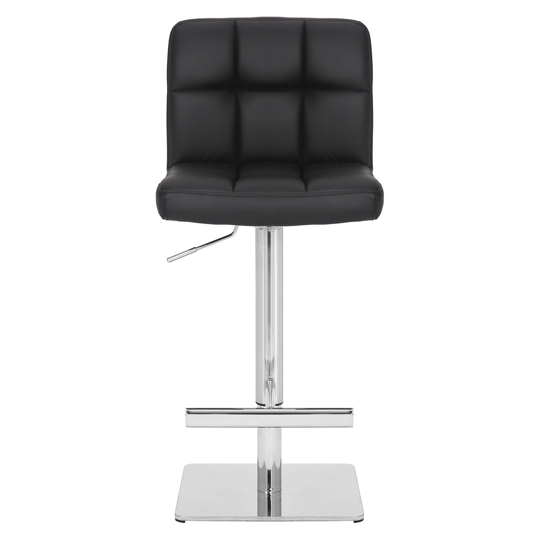 Swivel Upholstered and Faux Leather Adjustable Height Bar Stool with Steel Frame
