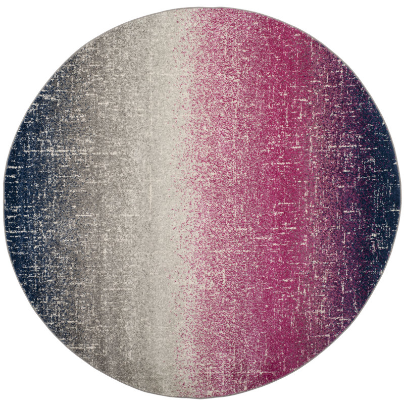 Christa Fuchsia/Navy Area Rug, Round 6'7"