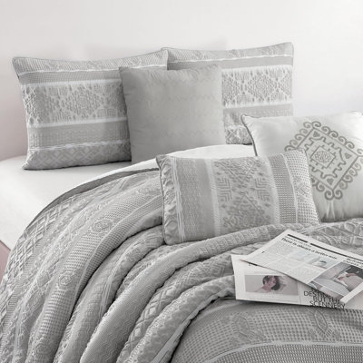Ensemble d'édredon en jacquard beige 7 pièces Ilaria