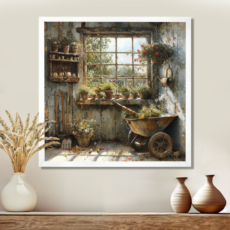 «Grey green a rustic charmante abri de jardin», reproduction sur toile, H 36 po x l 36 po