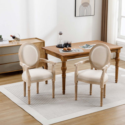 Chaise de salle à manger en bois massif de style français, ensemble de 2