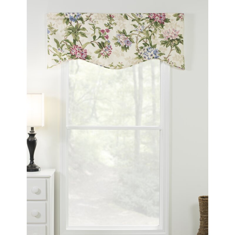 August Grove® Eaman Floral Cotton Blend Scalloped 52'' W Window Valance ...