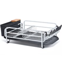 Masirs Pop-Up Collapsible Dish Drying Rack: Convenient Storage, Drains into  Sink, Eight Large Plate Capacity, Sectional Cutlery and Utensil