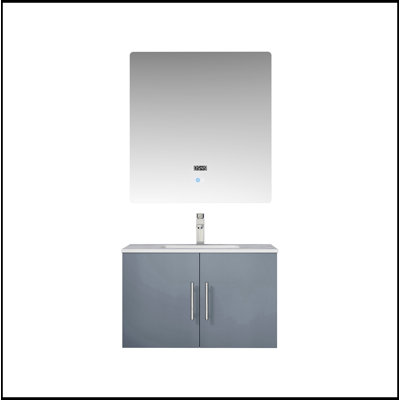 Meuble-lavabo de salle de bain 30 po X P 22 po D, comptoir en marbre de Carrare, ensemble de robinet et Miroir à DEL