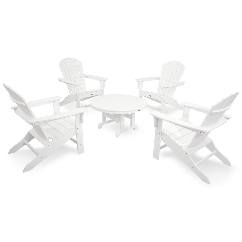 TREX Outdoors Yacht Club Shellback 5-Piece Adirondack Conversation Group, Classic White
