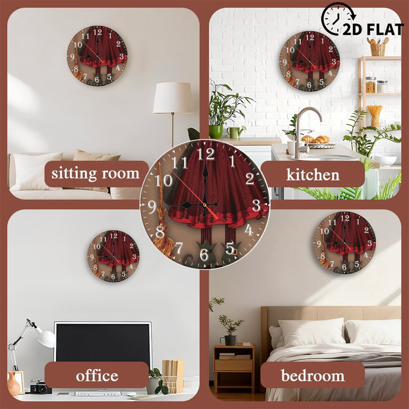 Horloge murale en bois 10 po, mouvement silencieux, à piles (piles AA non incluses), décor artistique, parfait pour les décorations