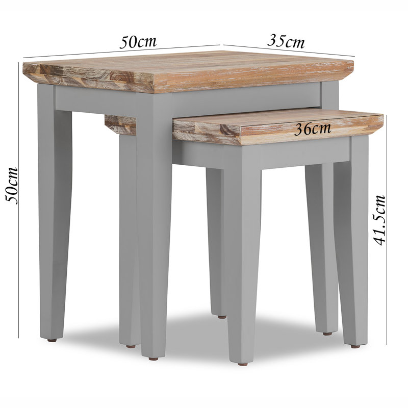 Doria Solid Wood Nesting Tables, Dove Grey