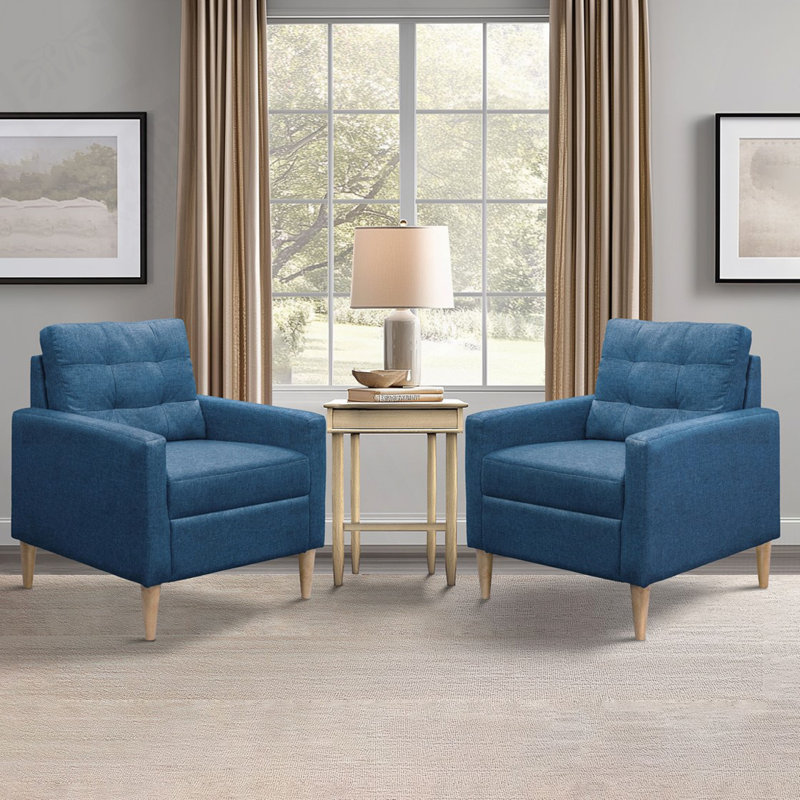 Fauteuil d'appoint rembourré, Polyester bleu