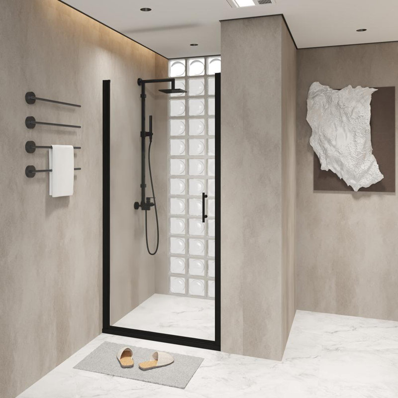 Half Frame Shower Door (Matte Black)