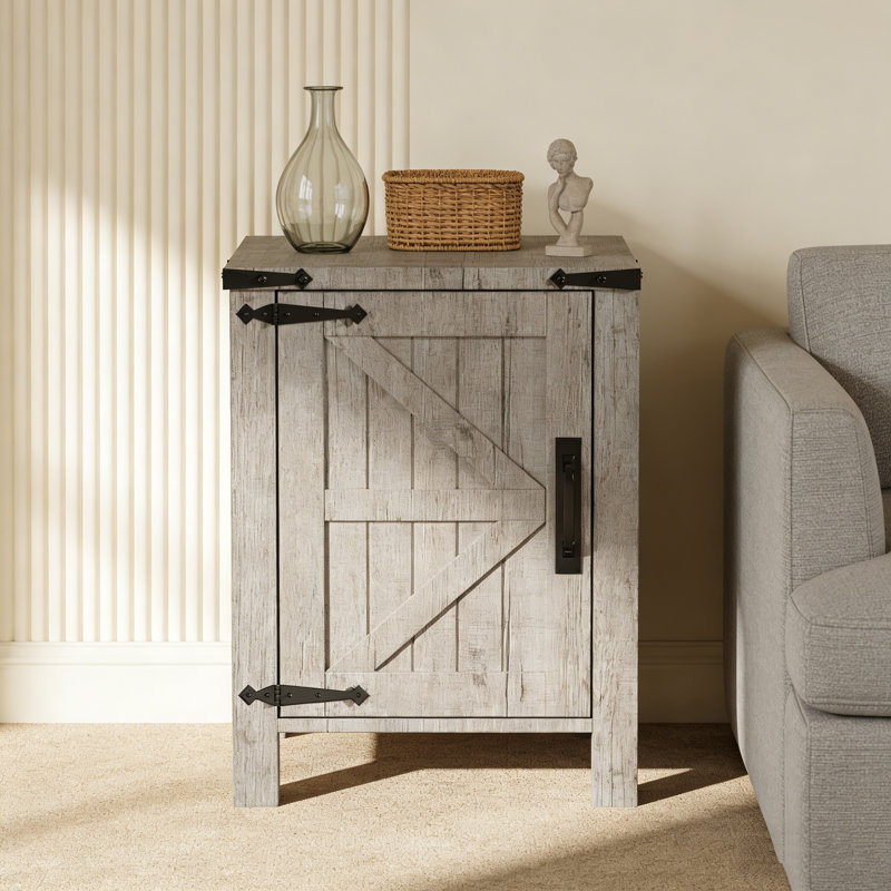24'' Tall Farmhouse Nightstand With Charging Station, Wood Nightstand With Adjustable Shelf, Built-in Outlets