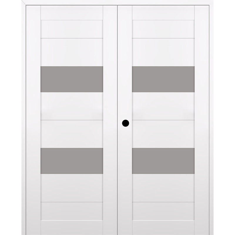 Porte standard à panneaux en bois blanc neige Berta, 71,75 po x 79,37 po, Droite