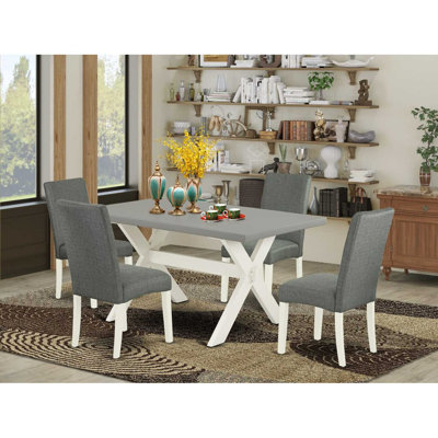 Rectangle Natural Oak Finish Solid Wood Top Dining table with Lattice Back