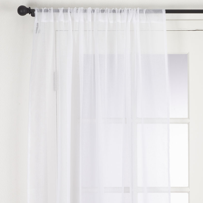Apollos Sheer Curtain Single Panel, 54" W x 108" L, White
