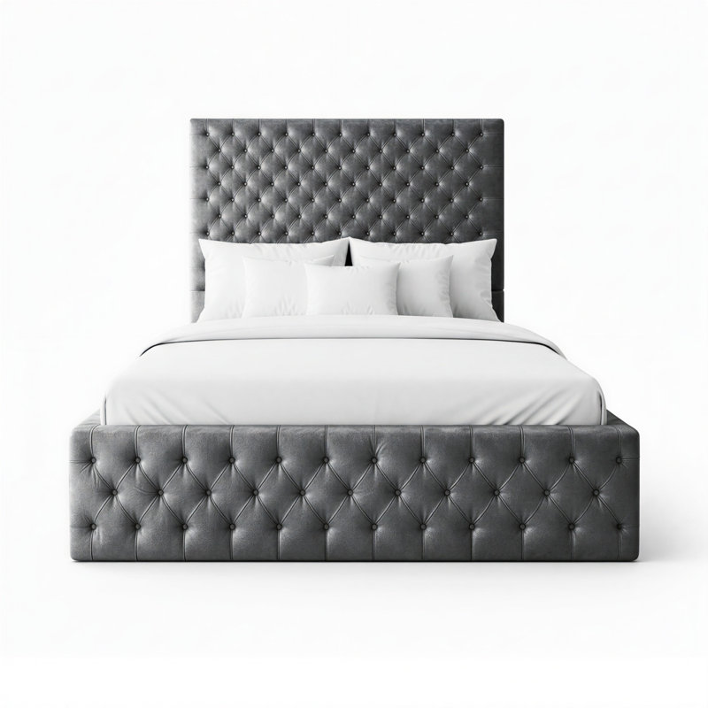 Upholstered Bed, Steel, Double