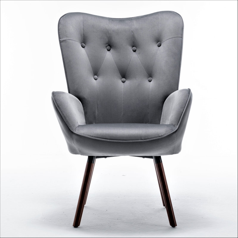 Barrion Upholstered Armchair, Gray Velvet