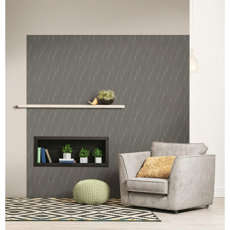 Rouleau de papier peint auto-adhésif de L 16,5 pi x l 20,5 po Lasky, Gris