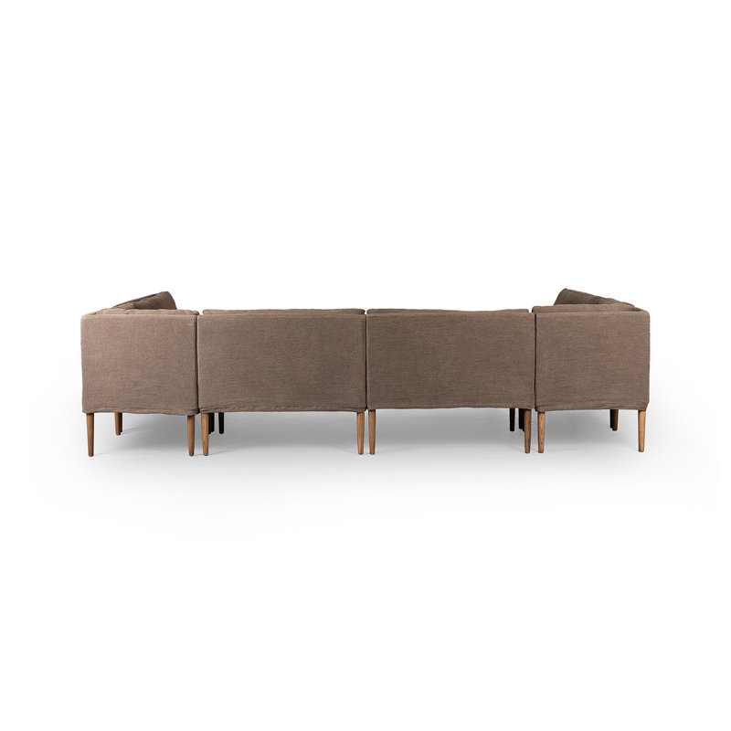 Aurelia 6-Piece Sectional, Broadway Coffee Linen, 34.5" H x 131" W x 75" D