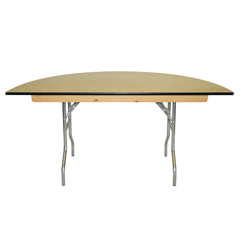 60'' Birch Wood Semi-Circle Folding Table with Rubber Edge