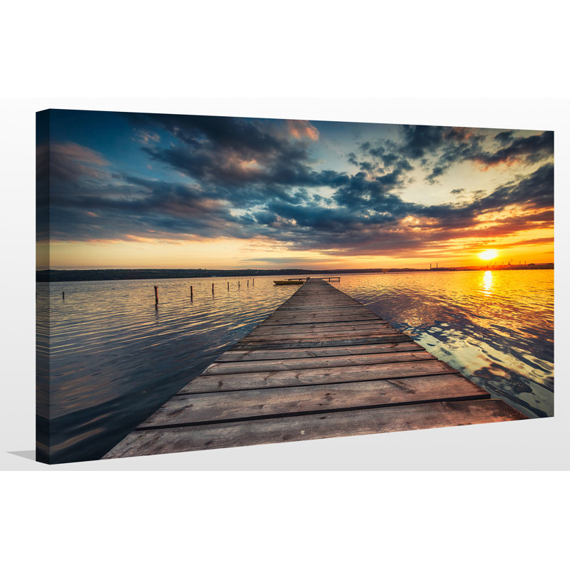 «Small Dock and Boat 2», reproduction de photo sur toile tendue, H 24 po x l 40 po x P 1 po