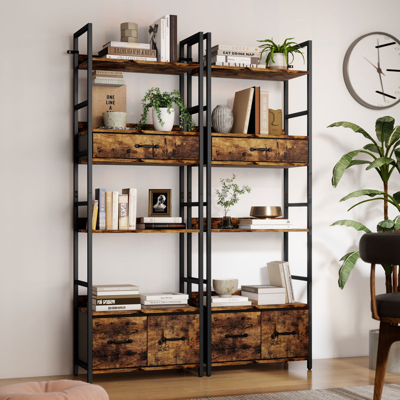 HOMCOM 6-Tier Industrial Bookcase Shelving Unit, 60x30x176, Rustic Brown