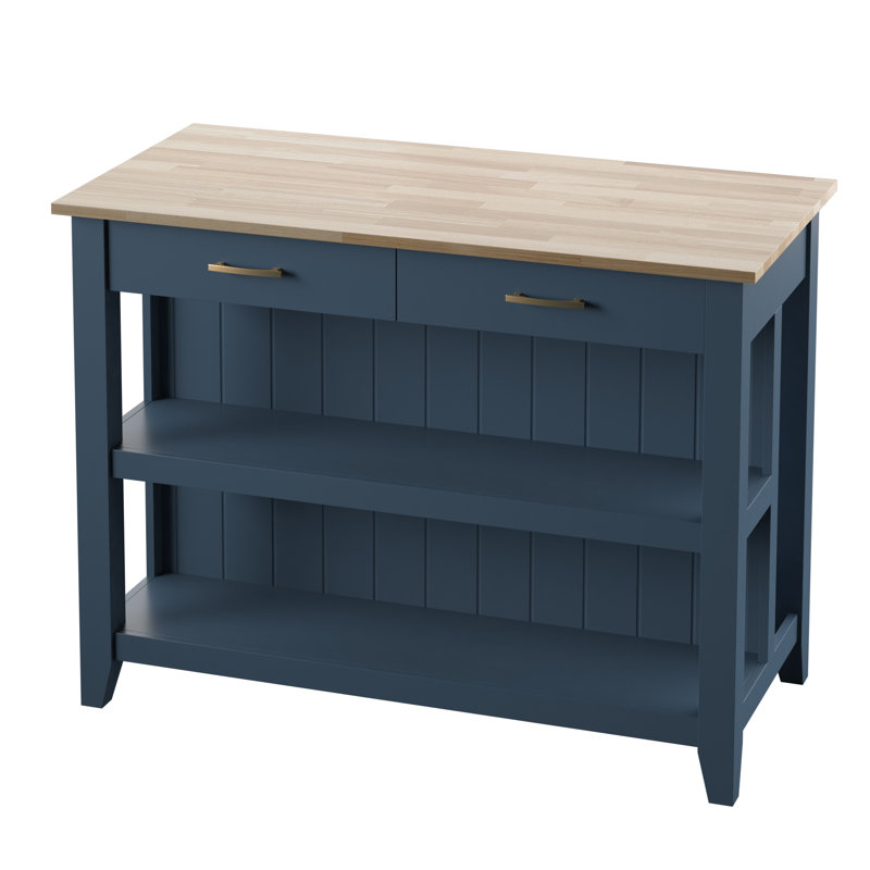 Spence Wood Kitchen Island, Fontana Blue