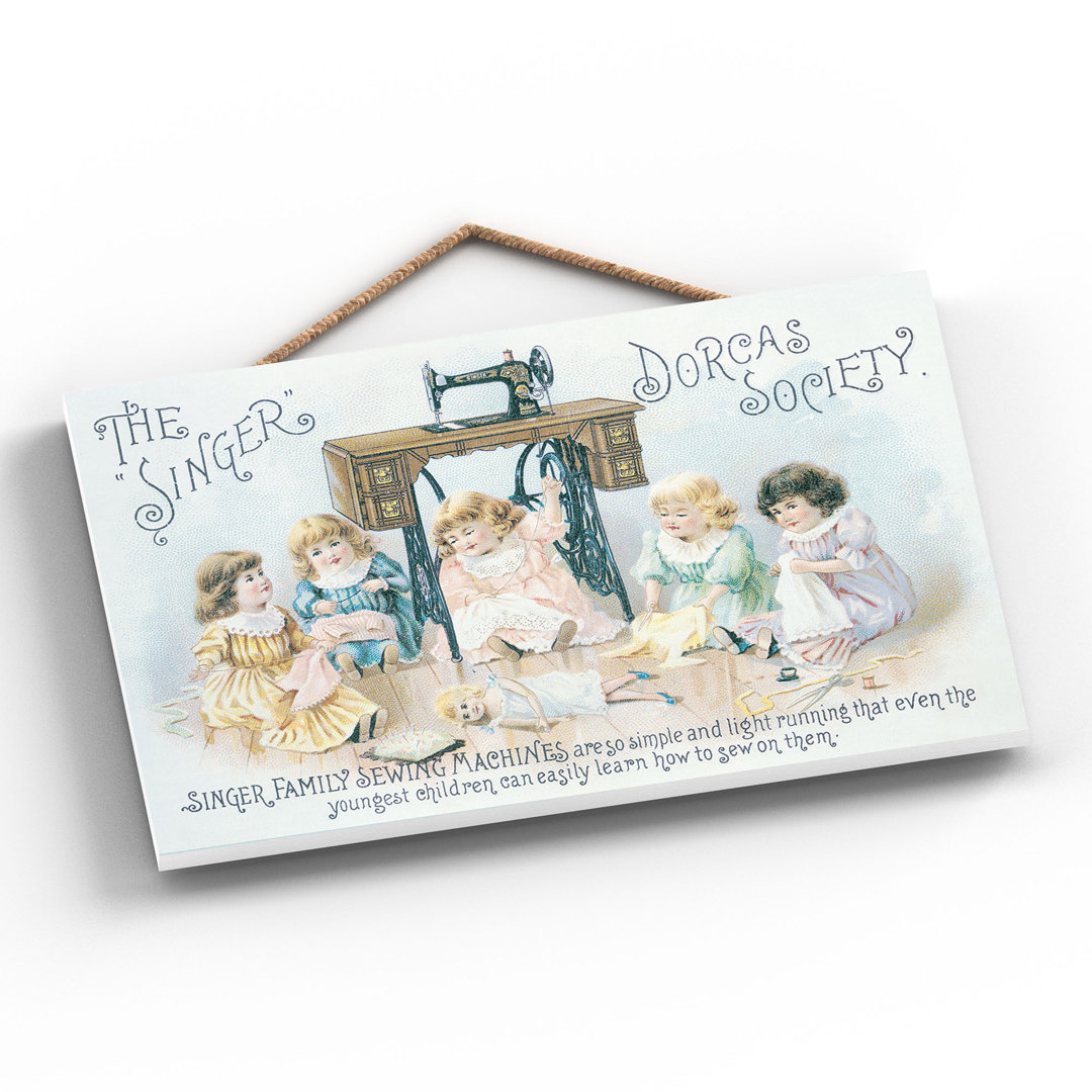 Singer Dorcas Vintage Retro Poster Design On Wooden Plaque
