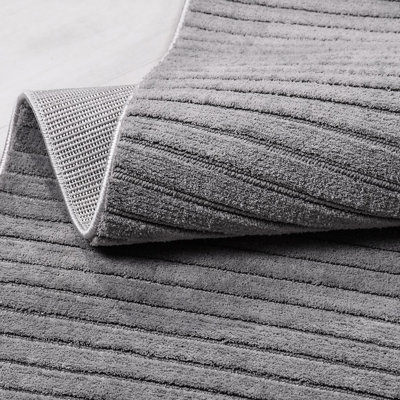 Modern Gray Machine Washable Non-Slip Area Rug