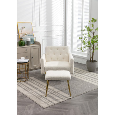 Fauteuil d'appoint en velours avec accoudoirs et dossier réglables, fauteuil capitonné à boutons, fauteuil inclinable simple avec repose-pieds