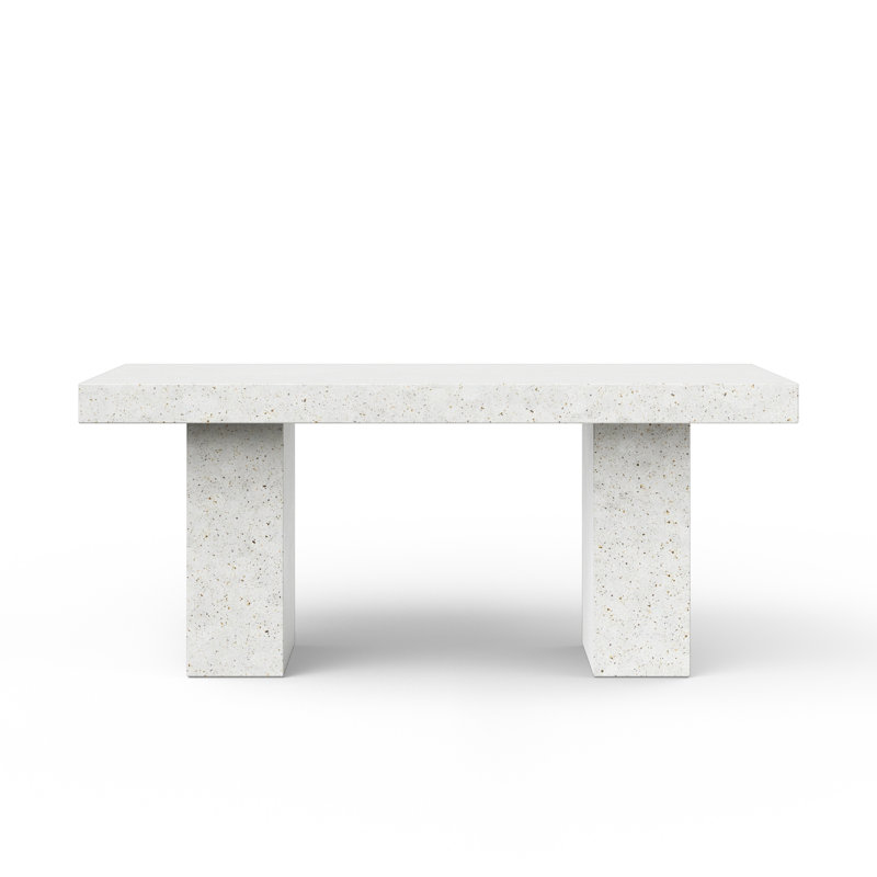 Kareen Pedestal Dining Table, 70.75" L x 35.5" W, Standard Table (30.5" Height), Ivory Terrazo
