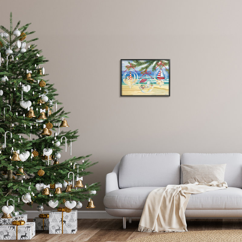 Décorations de Noël côtières, art giclée enveloppé par Paul Brent, H 16 po x l 20 po x P 1,5 po, Noir