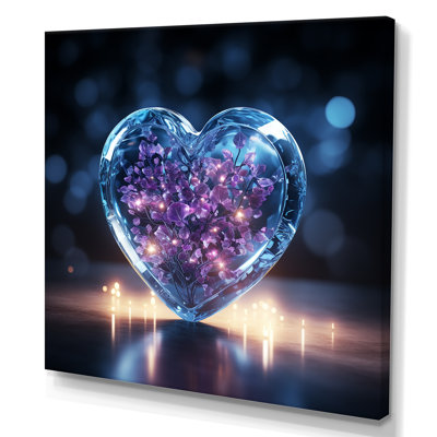 Blue Neon Clear Heart Shape II - Abstract Shapes Wall Decor