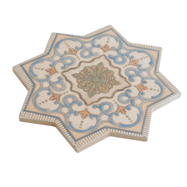 Terralis 7 X 7 In. Matte Terracotta Soft Gray-Blue Porcelain Star Wall And Floor Tile (6.46 Sq Ft/Case) - 16 Pack