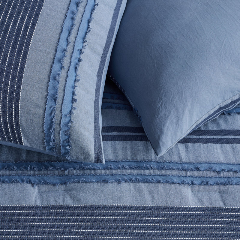 Wonderful Lightweight Comforter Set for All Season, King Comforter + 2 King Shams, Denim Blue