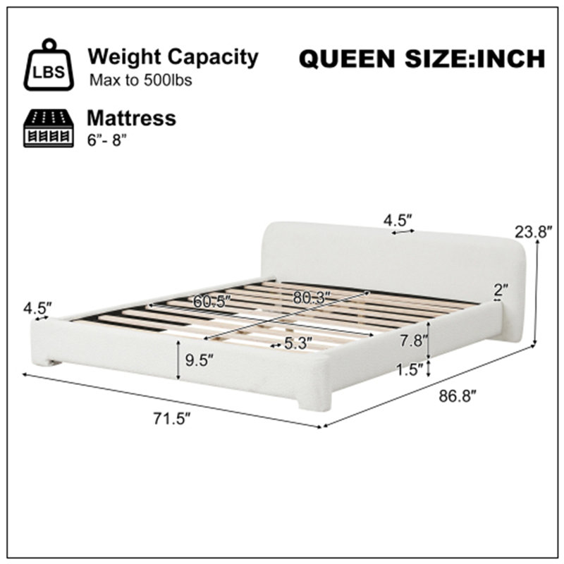 Lit tapissier Queen Cozy, Grand