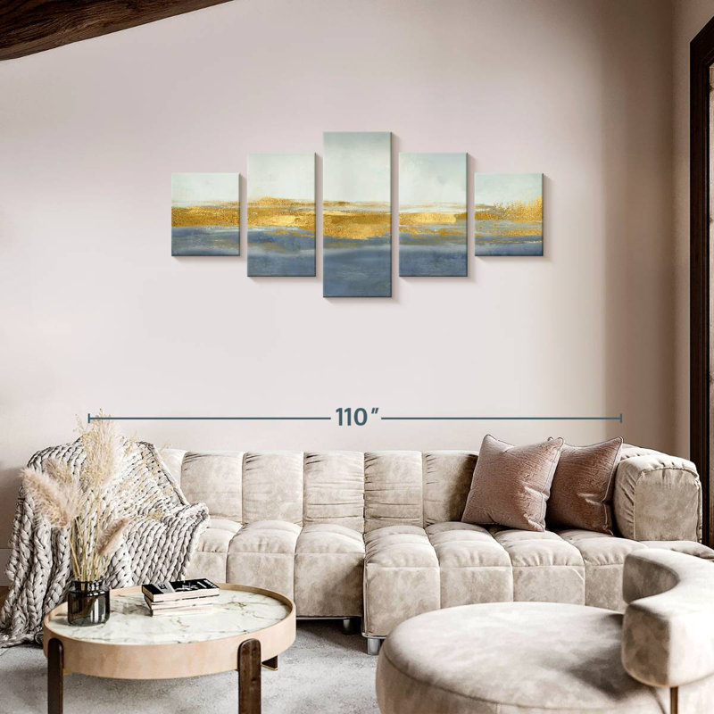 Linear On Blue, 34" H x 74" W