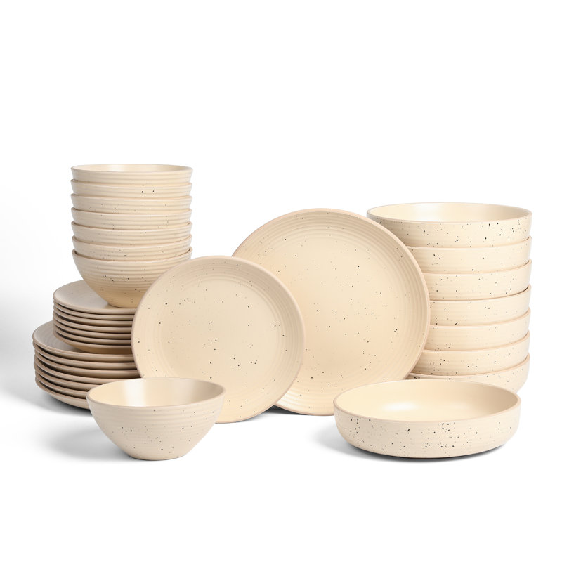 Stone Lain Lauren 32-Piece Dinnerware Set Stoneware, Beige