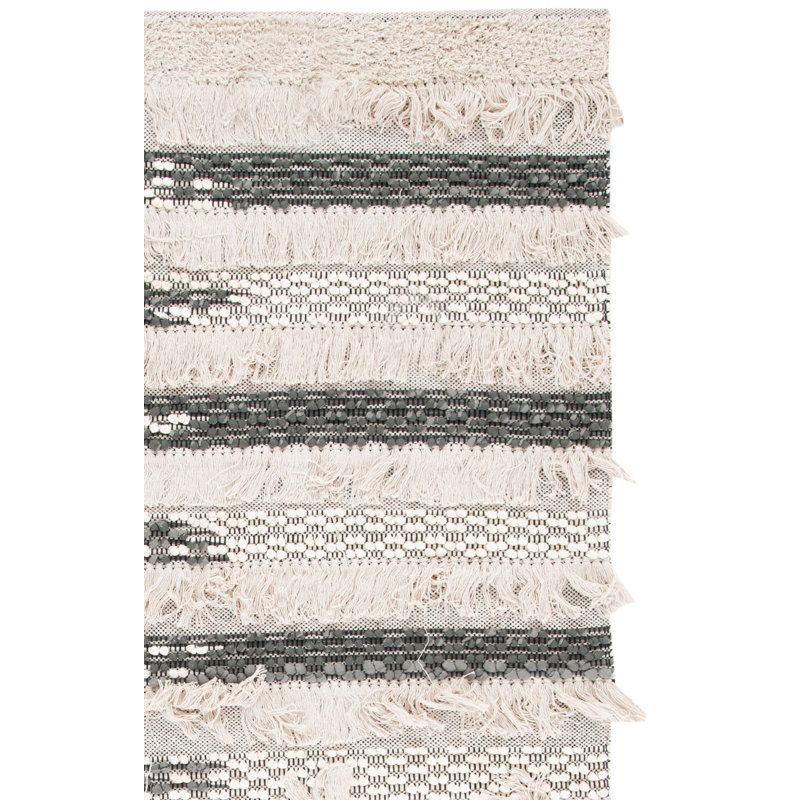 Artesha Hand Woven Cotton Striped Rug, Rectangle 5' x 8'