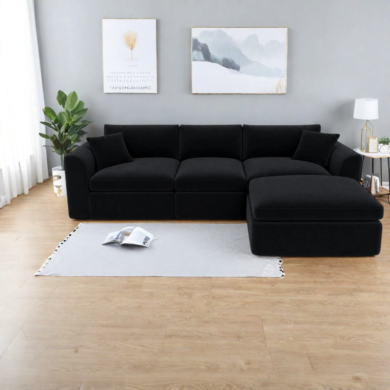Canapé d'angle modulaire en mousse de 269 cm (106 pouces) avec système de compression, de style moderne, pour la maison