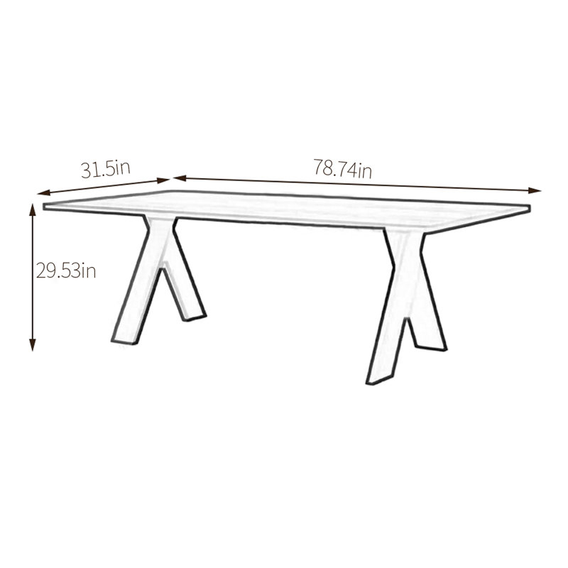 Menides Ash Solid Wood Dining Table, 31.5" W x 78.74" L, Black
