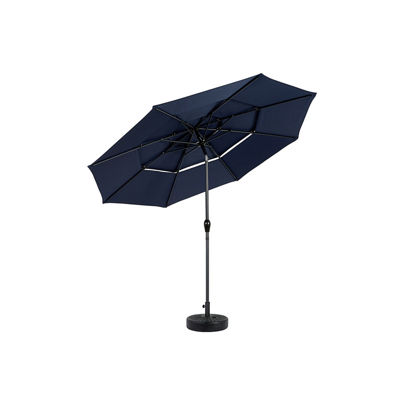 Parasol en aluminium à 3 niveaux 10 pi avec inclinaison automatique (base non incluse), Marine