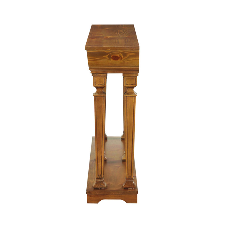 Oak Finish Console Table, 35" H x 72" W x 12" D