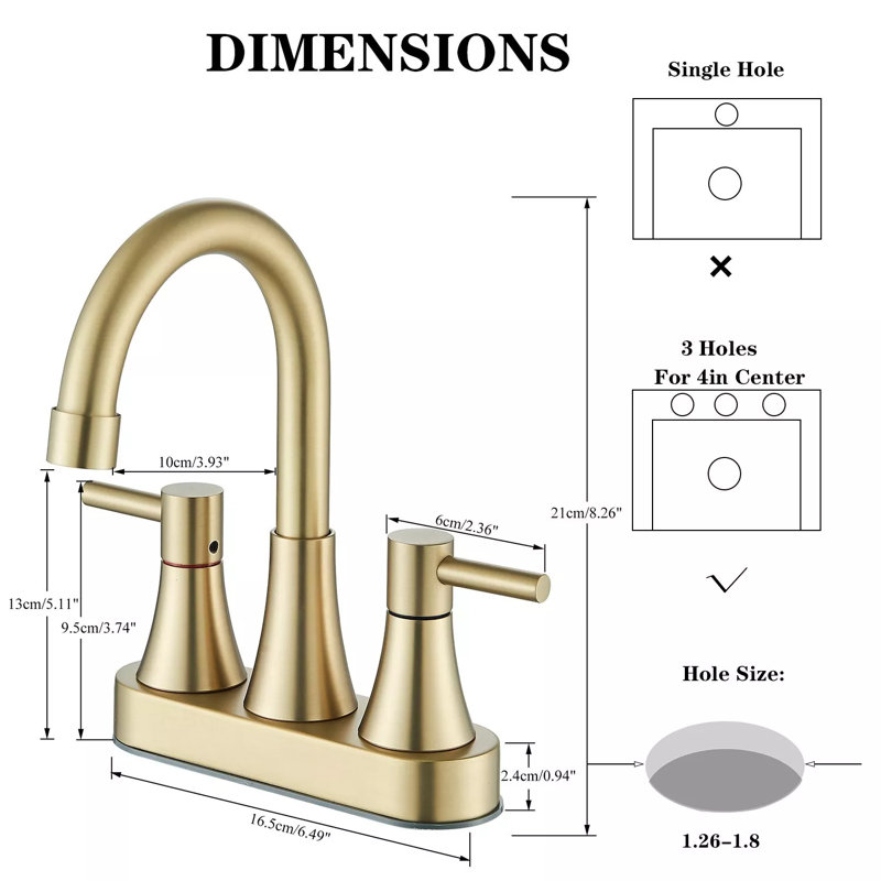 Robinet de salle de bain à 2 poignées à fixation sur le comptoir