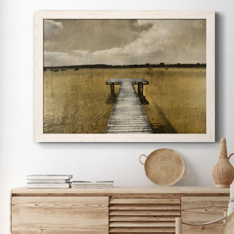 Golden Pier - Reproduction d'art graphique sur papier encadré, Blanc, H 37,5 po x l 27,5 po x P 1,5 po