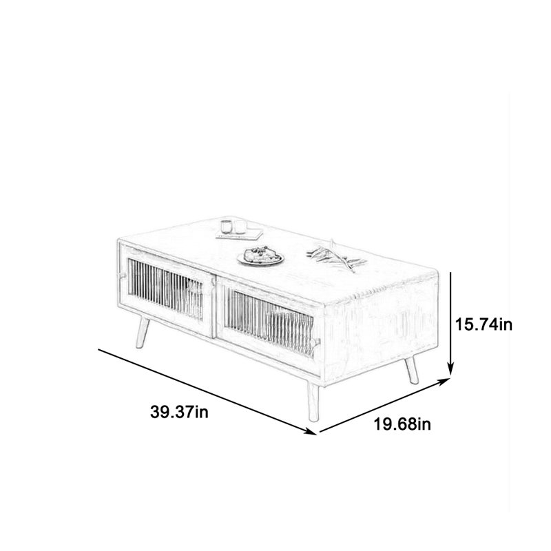 Heavy-Duty Coffee Table with Sliding Storage, 15.74" H x 39.37" L x 19.68" W
