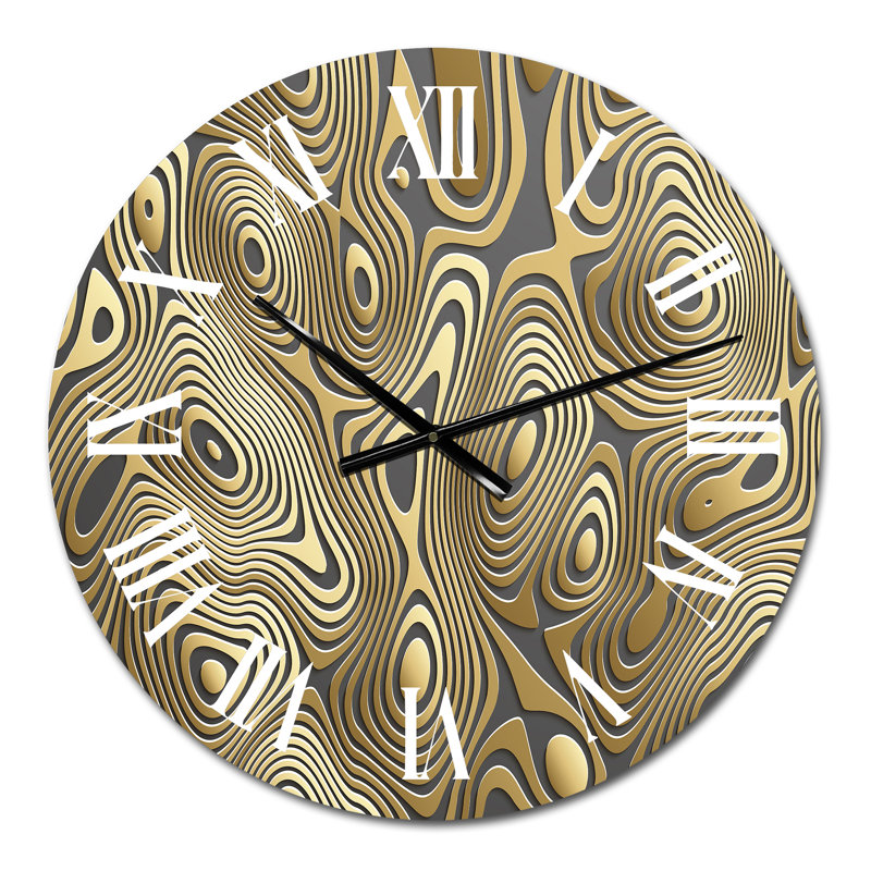 Horloge murale moderne Wavy Luxury Gold Gradients II, Petit