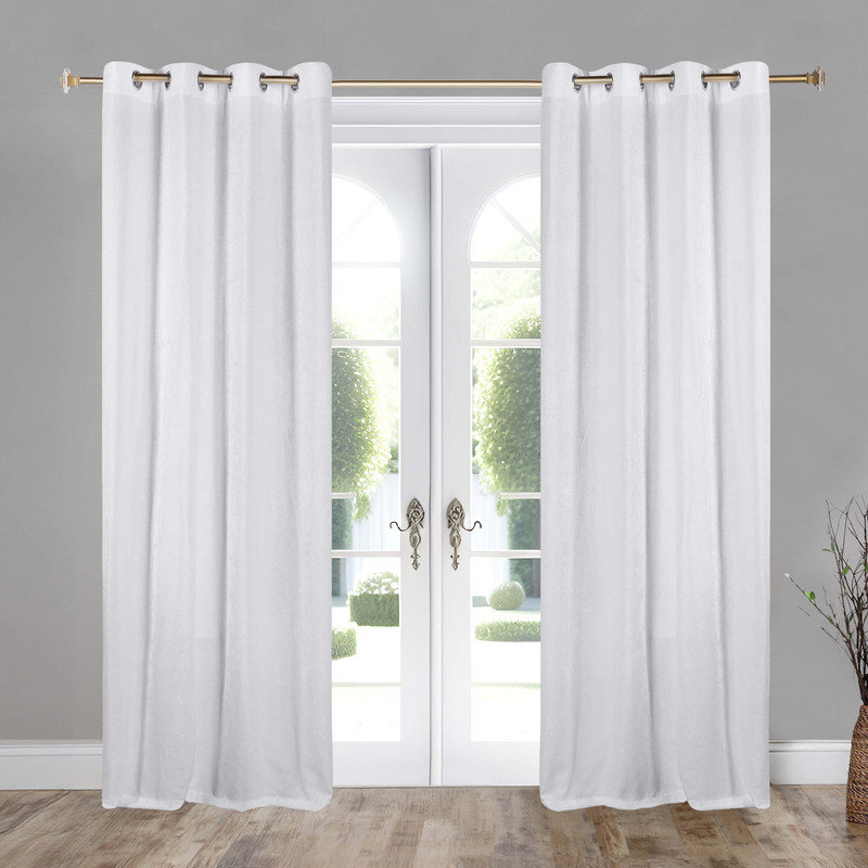 Chenille Light Filtering/Room Darkening Machine Washable Grommet Curtain Panel Set, White, 52" W x 108" L