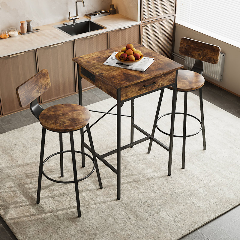 60cm W Steel Bedside Table, Brown/Black 