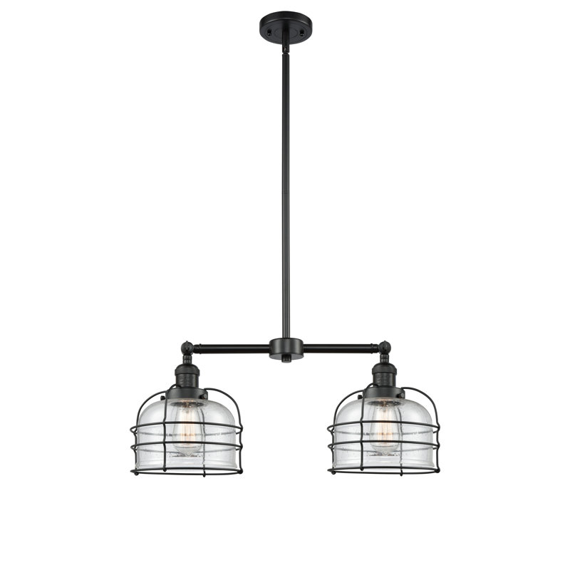 Shufelt 2 - Light Kitchen Island Pendant, 6 Watt Vinage LED Bulb, Seedy, Matte Black