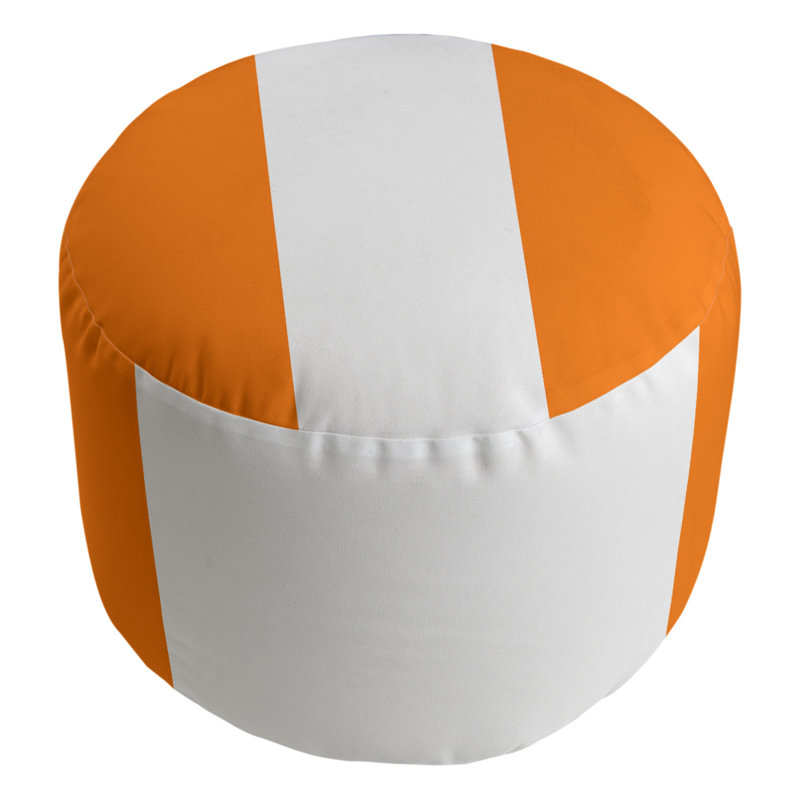 Upholstered Ottoman, Orange/White/Orange